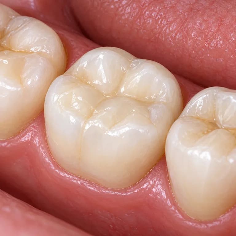 Ilustração criada com IA de um molar restaurado, depois