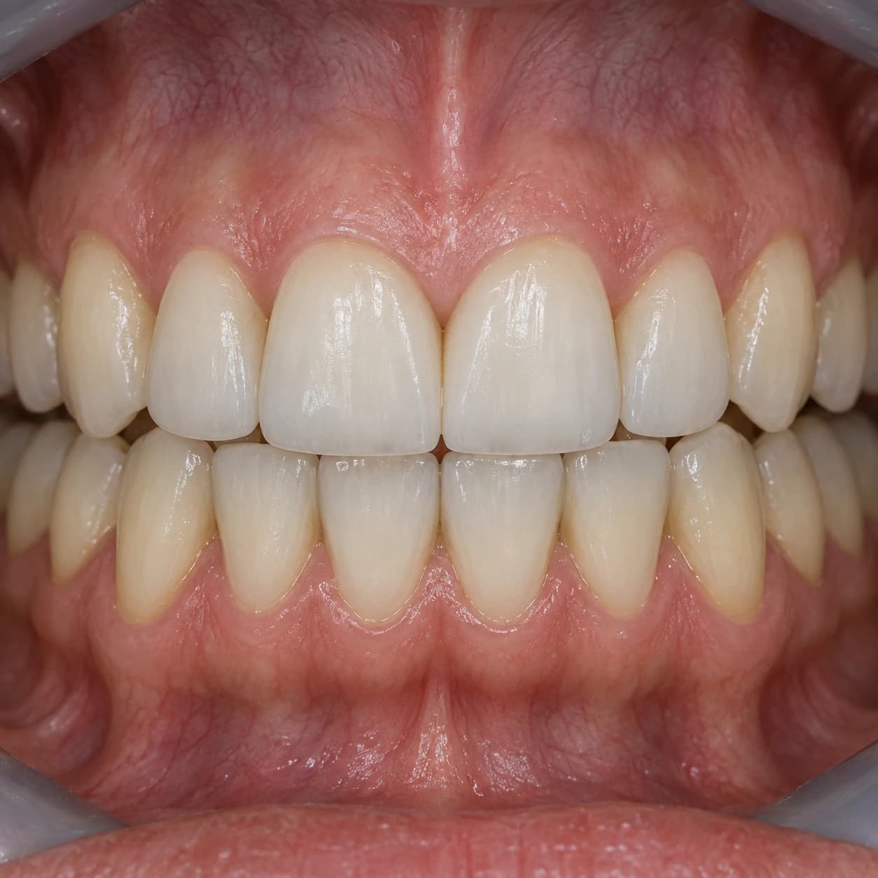 Ilustração criada com IA de dentes com forma equilibrada, depois