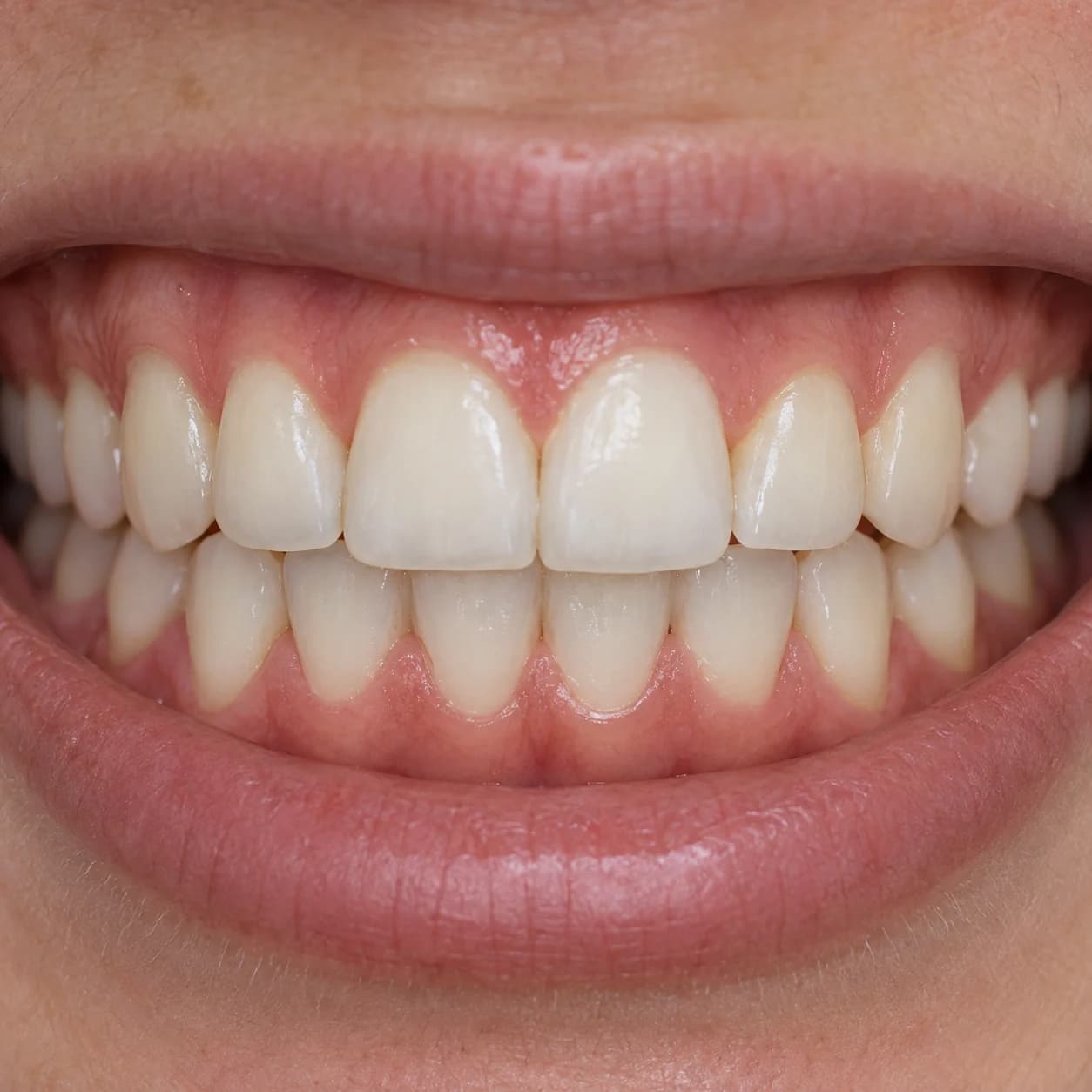 Ilustração criada com IA de dentes alinhados, depois