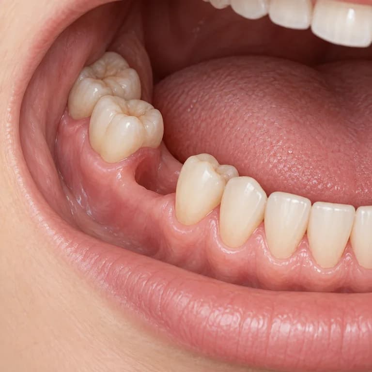 Ilustração criada com IA de uma área sem dentes, antes